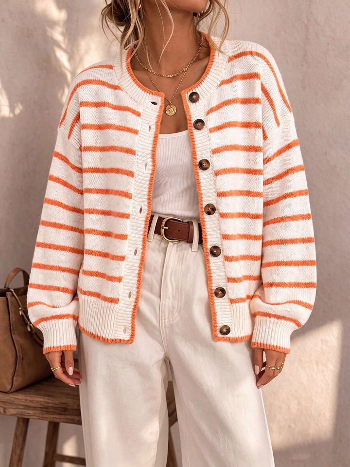 Clara - Striped Knit Cardigan with Pockets