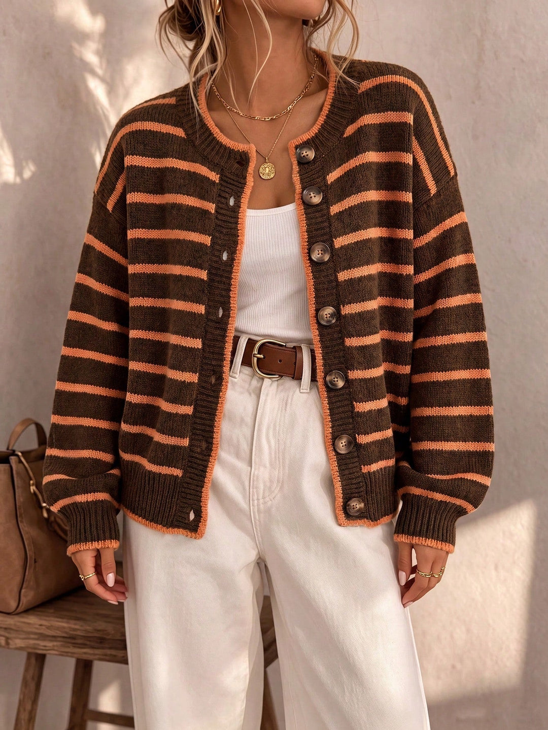Clara - Striped Knit Cardigan with Pockets