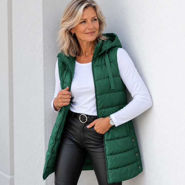 RAIN™ - Casual Sleeveless Hood Long Puffer Vest