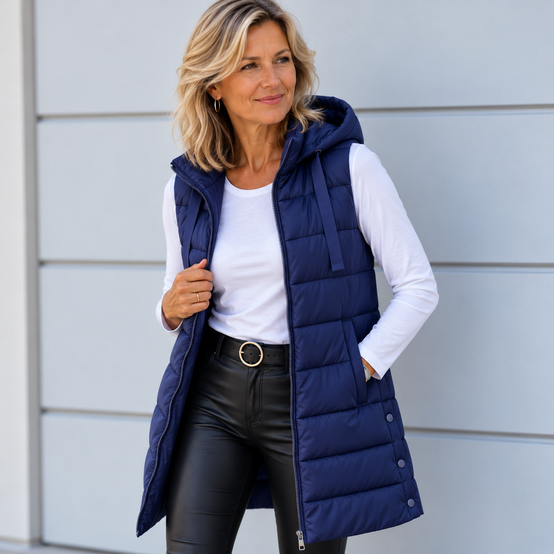 RAIN™ - Casual Sleeveless Hood Long Puffer Vest