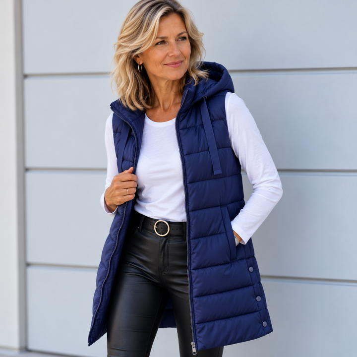 RAIN™ - Casual Sleeveless Hood Long Puffer Vest