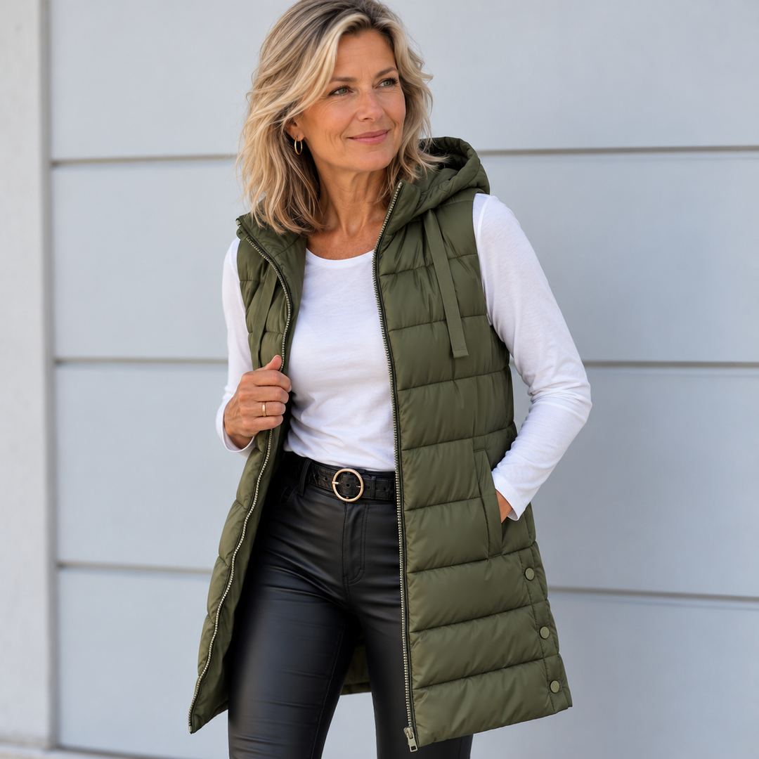 RAIN™ - Casual Sleeveless Hood Long Puffer Vest