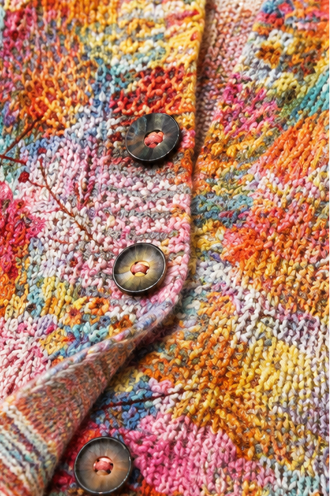 Helena I Floral Print Open-Front Knit Cardigan