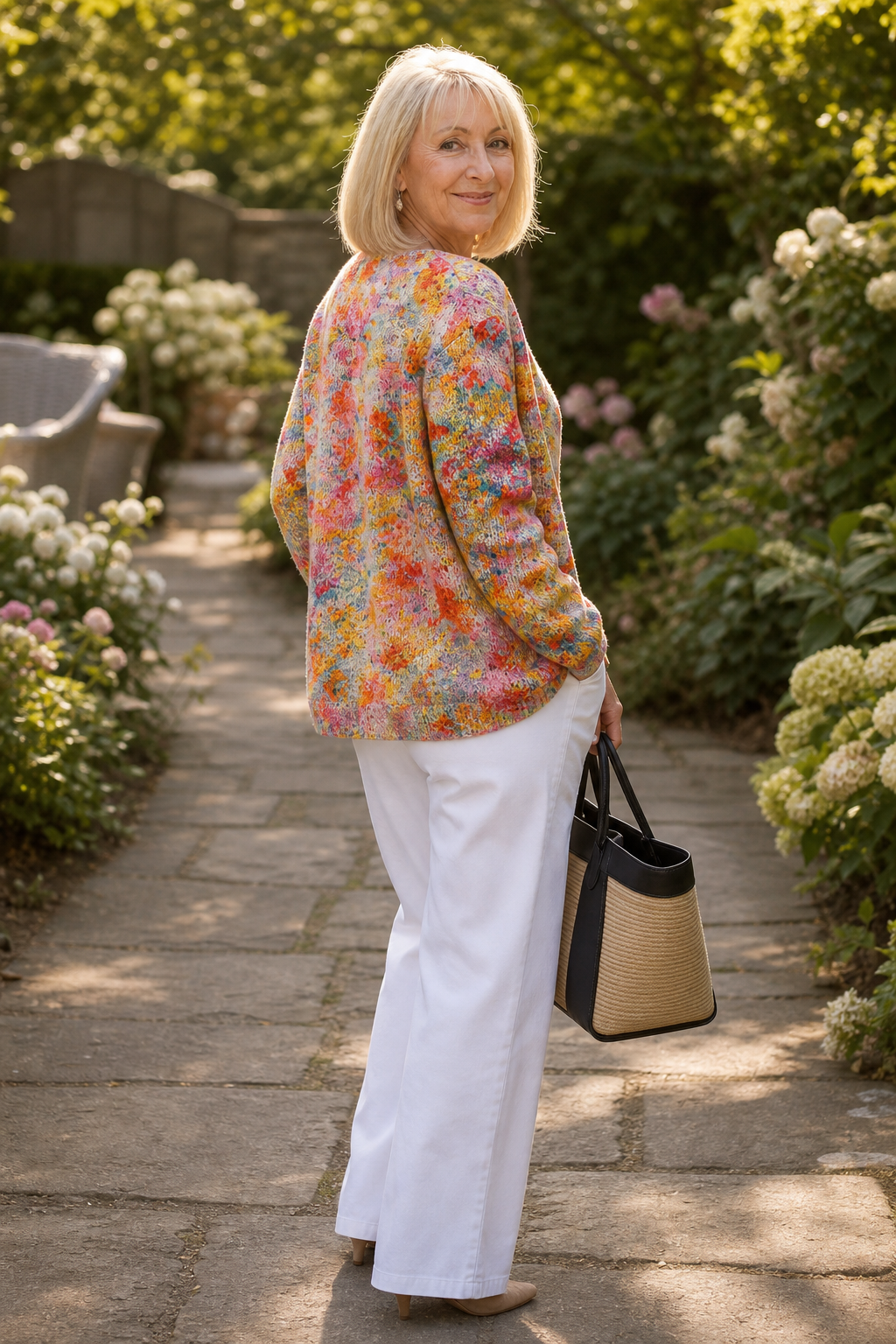 Helena I Floral Print Open-Front Knit Cardigan